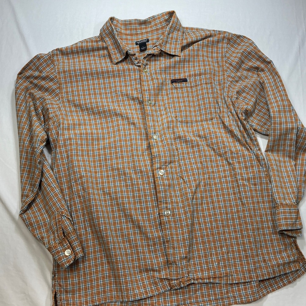 Polo Jeans Co Ralph Lauren Plaid Button Down Shirt Mens L Orange Flannel Casual